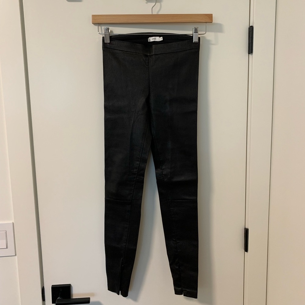 VINCE. Lamb Leather Zip Leggings
